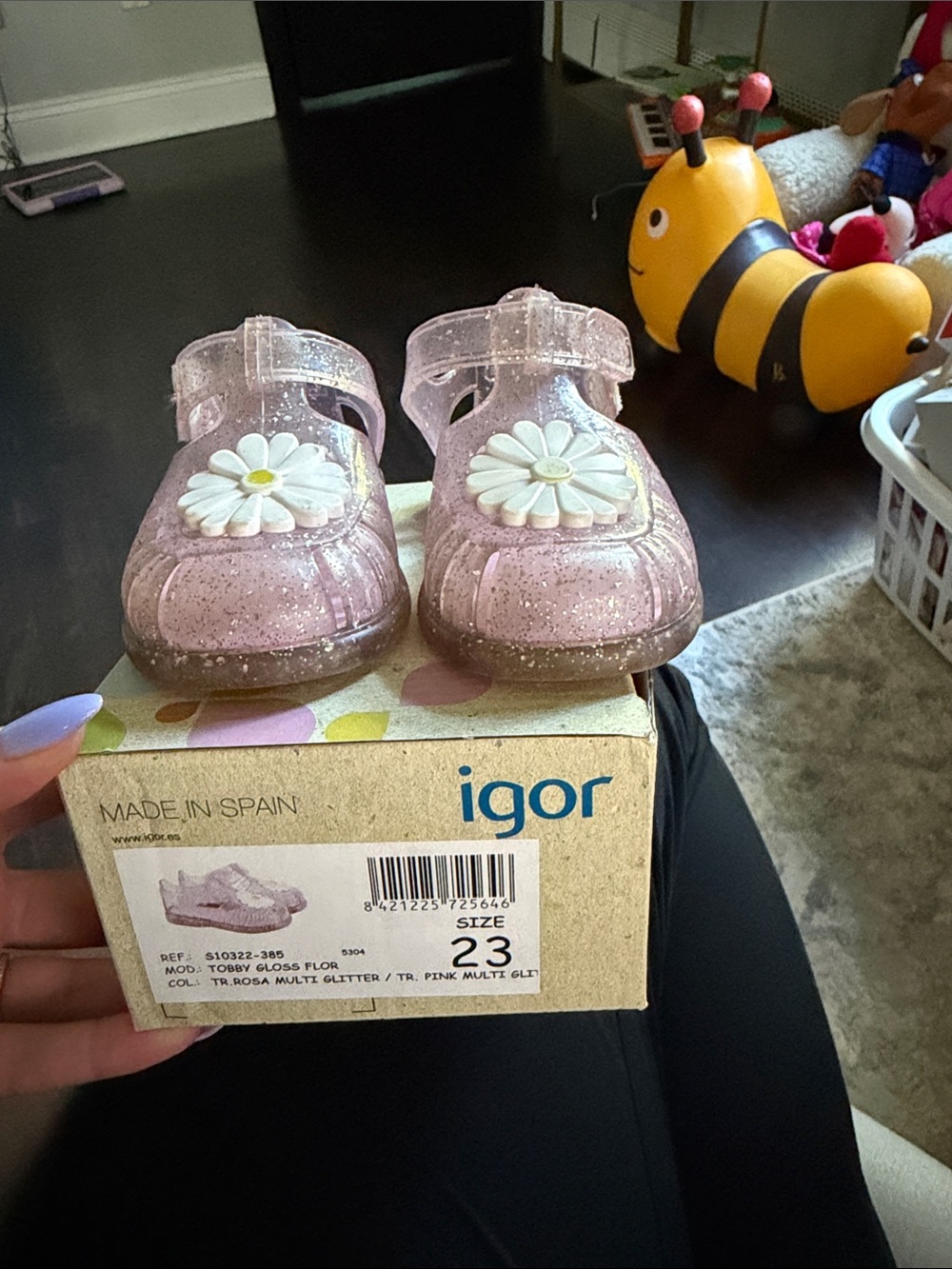 igor Pink Glitter Daisy Jelly Sandals for Kids